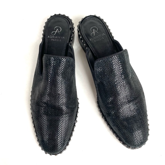 Adrianna Papell Pam Studded and Textured Mules Black 11 - Picture 1 of 8